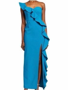Aidan Mattox Teal Satin Cocktail Dress